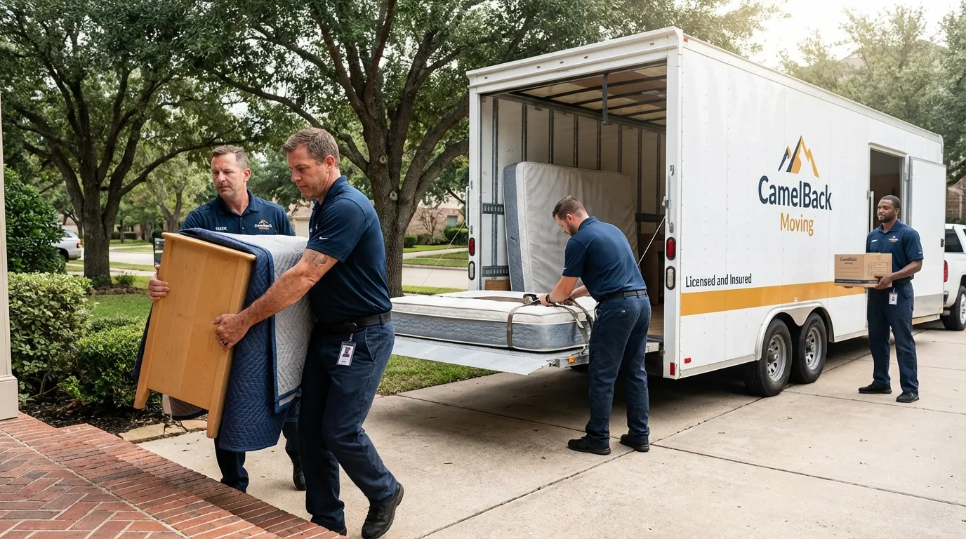 Crew loading residential truck for cross-state move from Franklinton, NC