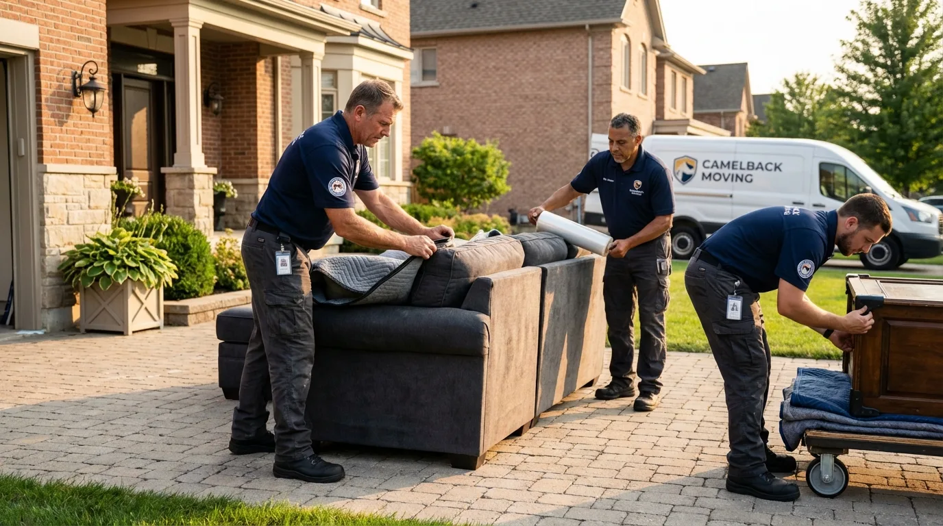 Large estate moving crew wrapping furniture in Franklinton, NC