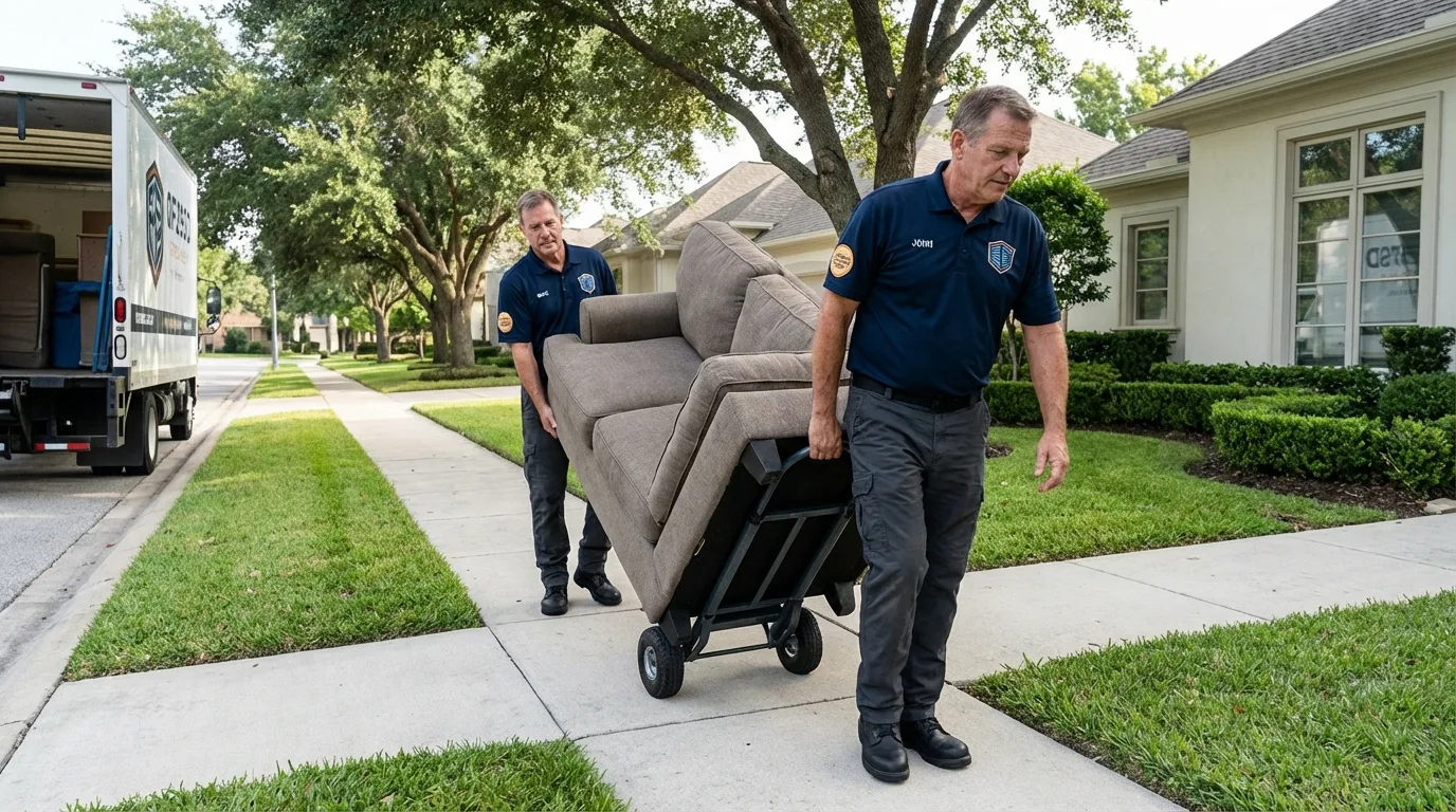 Local residential moving crew loading furniture in Franklinton, NC